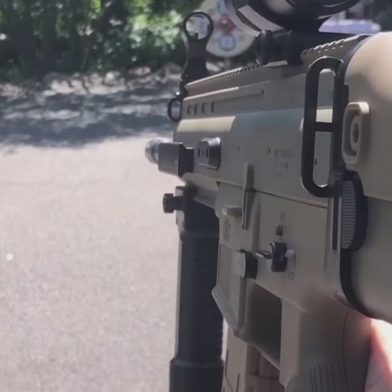 a video of the scar close up shooting a target, fun video
